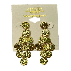 Amrita Singh gold colored tiered chandelier dangle earrings